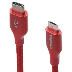 Amazon Basics C Type to Micro USB Charger in Red